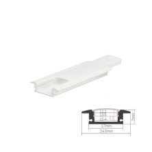 Perfil de aluminio 2m traslúcido Empotrable para tiras LED hasta 12mm Blanco GSC