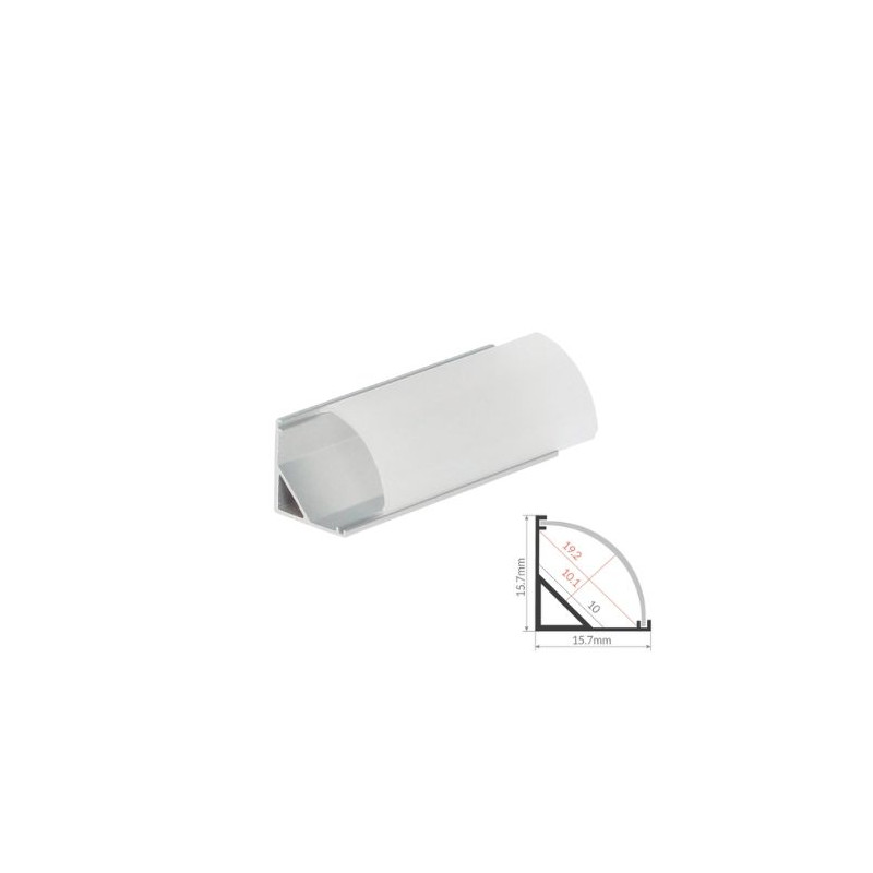 Perfil de aluminio 2m traslúcido Esquinero ovalado para tiras LED hasta 10mm GSC
