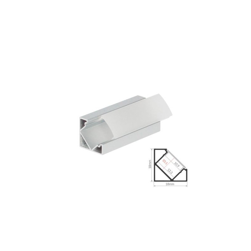 Perfil de aluminio 2m traslúcido Esquinero curvo para tiras LED hasta 12mm GSC