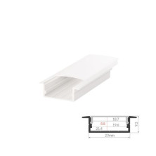 Perfil de aluminio 2m traslúcido Empotrarble para tiras LED hasta 19mm GSC