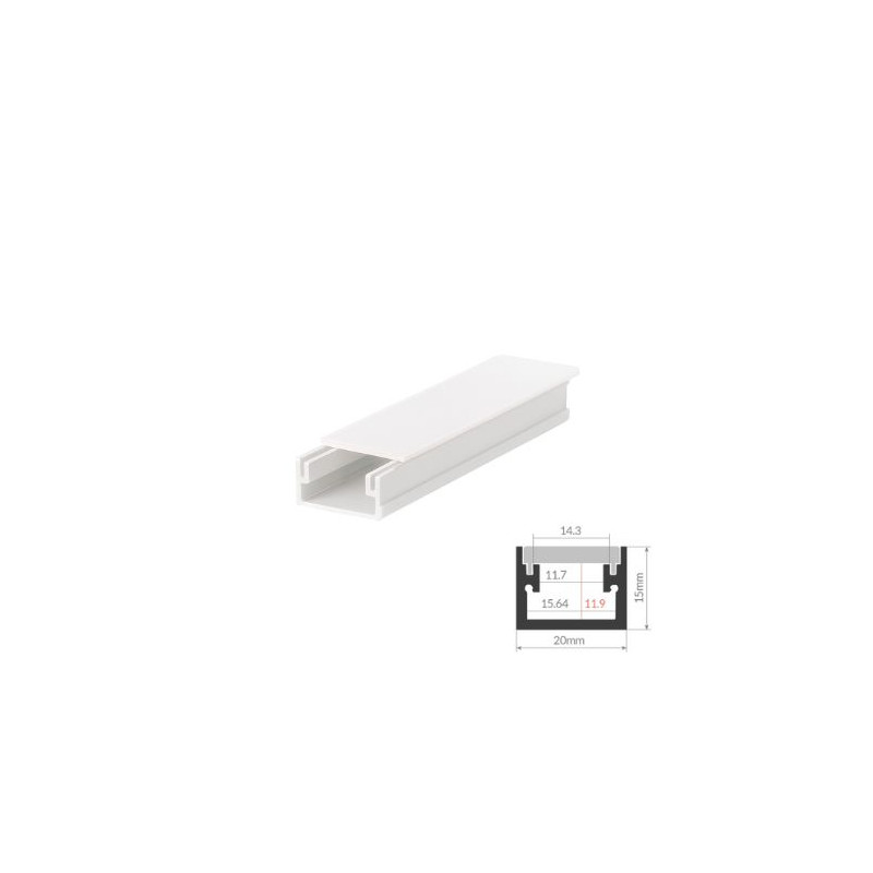 Perfil de aluminio 2m traslúcido Empotrable suelo para tiras LED hasta 12mm GSC