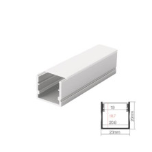 Perfil de aluminio 2m traslúcido Superficie para tiras LED hasta 23mm GSC