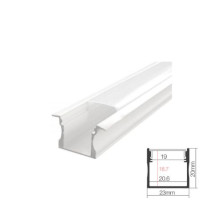 Perfil de aluminio 2m traslúcido Empotrable para tiras LED hasta 23mm GSC