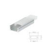 Perfil de aluminio 2m traslúcido Superficie para tiras LED hasta 12,3mm SILVER