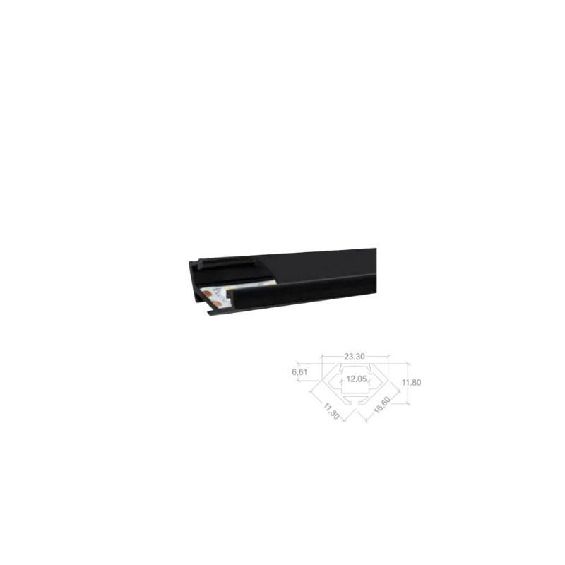 Perfil de aluminio 2m negro Esquinero (difusor negro) para tiras LED hasta 12mm SILVER