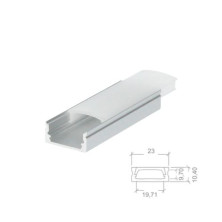 Perfil de aluminio 2m traslúcido Superficie para tiras LED hasta 20mm SILVER