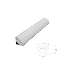 Perfil de aluminio 2m traslúcido Esquinero para tiras LED hasta 20mm SILVER
