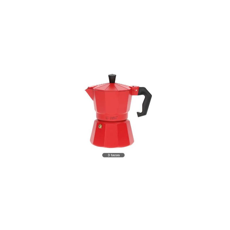 Cafetera 3 tazas rojo Aluminio Apta para todo tipos de fuegos Kalosi VÄLINE