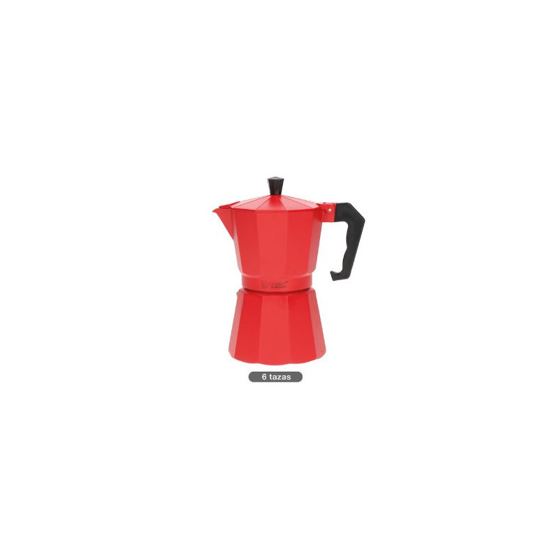 Cafetera 6 tazas rojo de Aluminio Apta para todo tipos de fuegos Kalosi VÄLINE