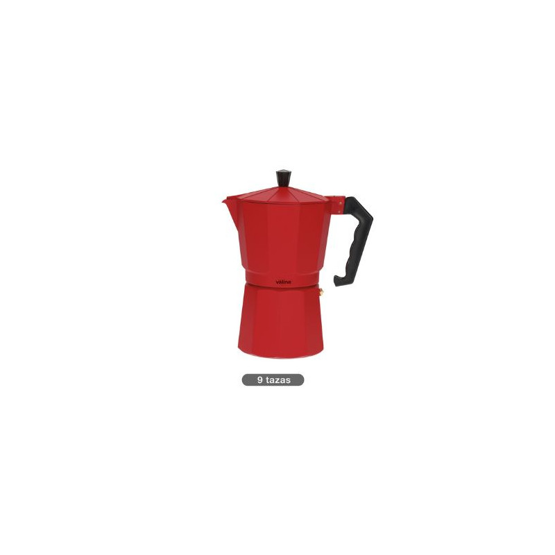 Cafetera 9 tazas rojo de Aluminio Apta para todo tipos de fuegos VÄLINE