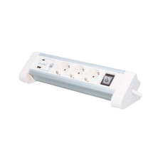 Base múltiple sobremesa 3T + 1 USB A + 1 USB Tipo C + Int (3x1.5mm) 1,4M Blanco GSC