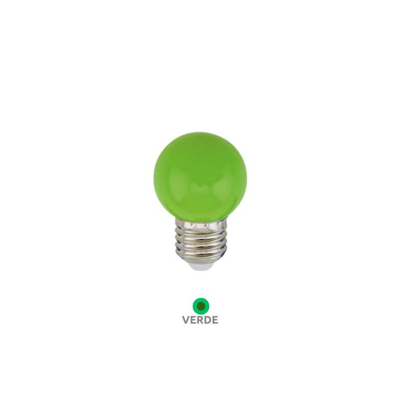 Bombilla LED esférica 1W E27 Verde GSC