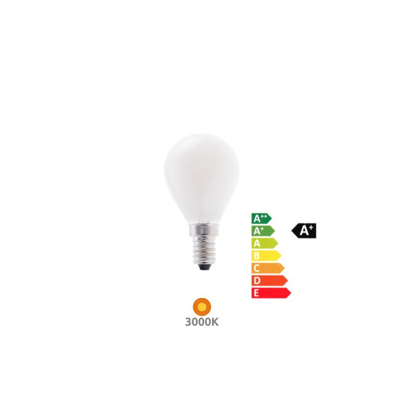 Bombilla Esférica LED E14 2,3w 3000K 485Lm (Energy CLASE A) 220V 30.000h SILVER