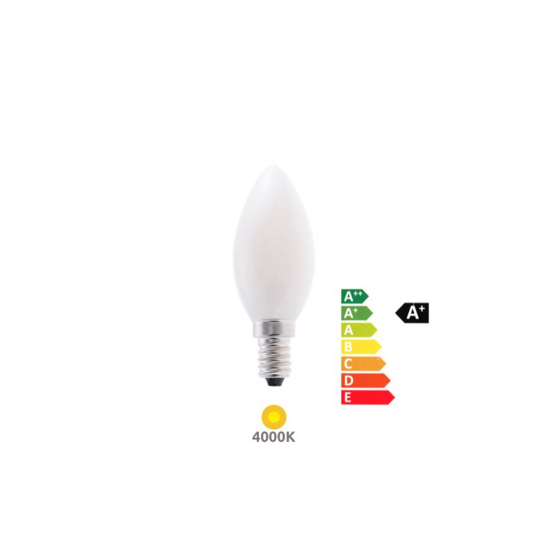 Bombilla Vela LED E14 2,3w 4000K 485Lm (Energy CLASE A) 220V 30.000h SILVER