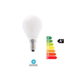 Bombilla Esférica LED E14 2,3w 6000K 485Lm (Energy CLASE A) 220V 30.000h SILVER