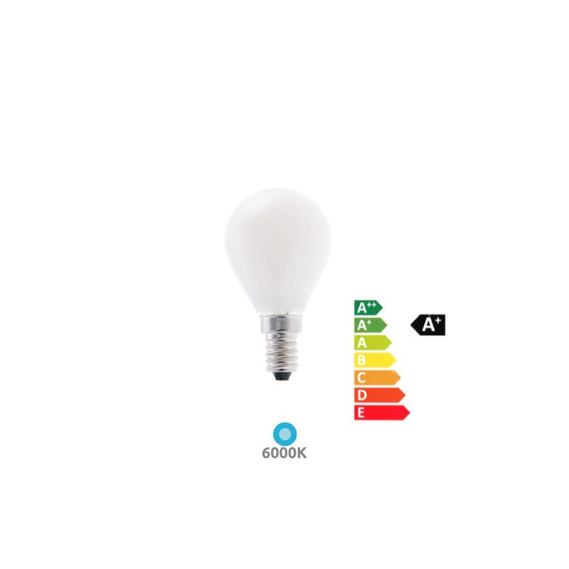 Bombilla Esférica LED E14 2,3w 6000K 485Lm (Energy CLASE A) 220V 30.000h SILVER