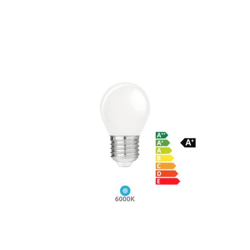 Bombilla Esférica LED E27 2,3w 6000K 485Lm (Energy CLASE A) 220V 30.000h SILVER