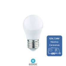 Bombilla Esférica LED E27 5w 6000K 485Lm ((( 12V o 24V ))) GSC