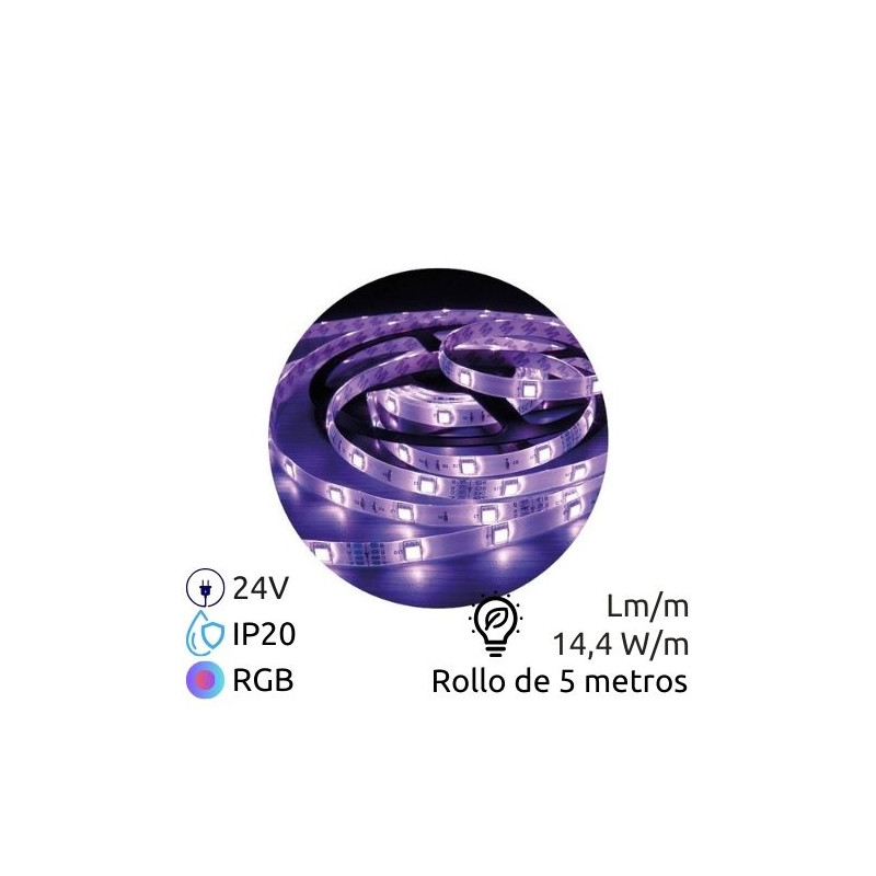 Tira LED 5m 24V 14,4w/m RGB Ancho 10mm SMD 5050 IP20 GSC C1/25