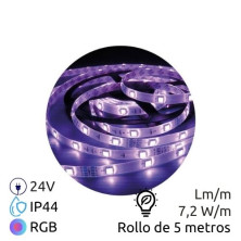 Tira LED 5m 24V 7,2w/m RGB Ancho 10mm SMD 5050 IP44 GSC C1/20