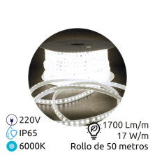 Tira LED 50m 230V 17w/m 6000K 1700Lm/m Ancho 14mm SMD 2835 Serie PROFESIONAL IP65 GSC