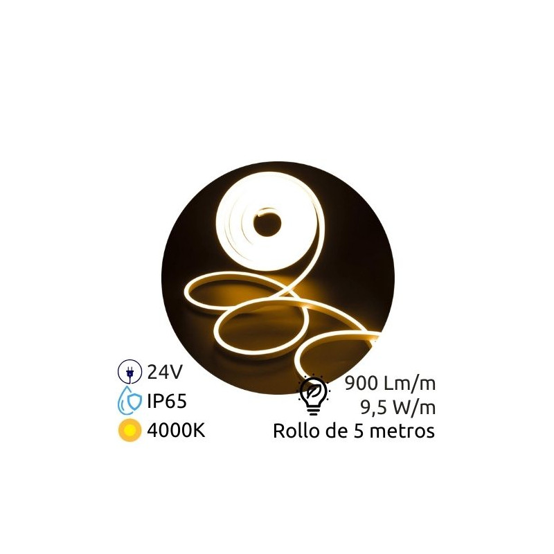 Tira LED 5m 24V 9,5w/m 4000K 800Lm Ancho 13mm IP65 NEON SILVER C1