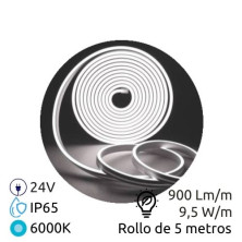 Tira LED 5m 24V 9,5w/m 6000K 800Lm Ancho 13mm IP65 NEON SILVER C1