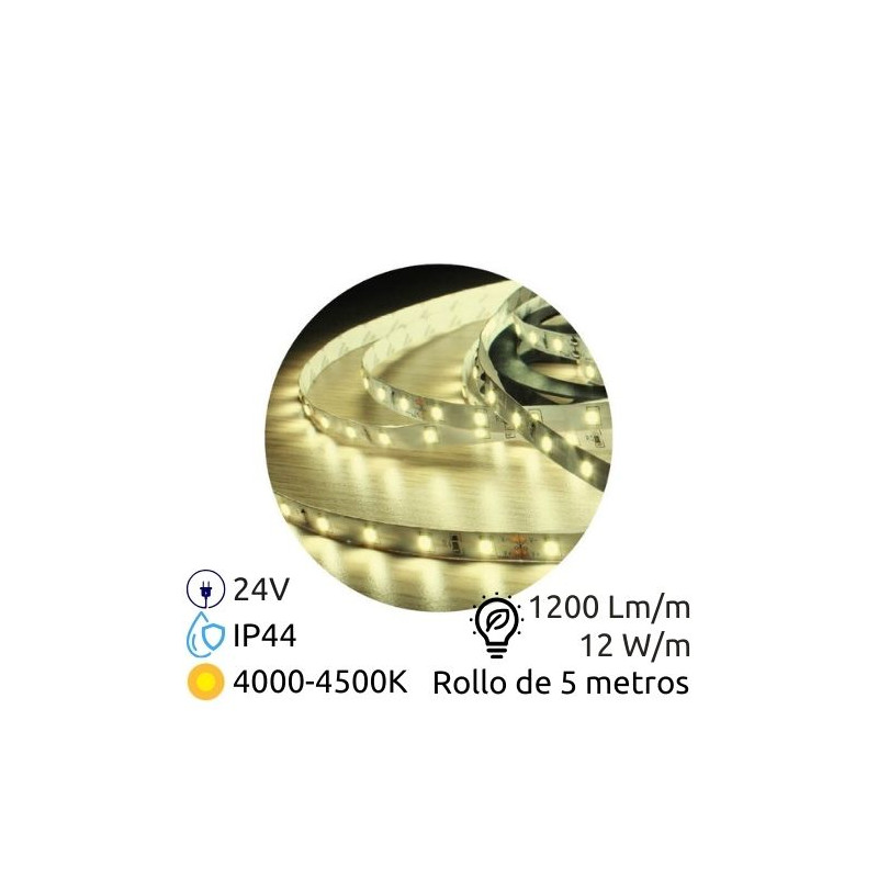 Tira LED 5m 24V 12w/m 4000-4500K 1200Lm Ancho 8mm SMD 2835 IP44 GSC C1/50