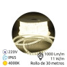 Tira LED 30m 220V 11w/m 4000K 1000Lm Ancho 12mm Serie PROFESIONAL IP65 SILVER