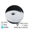 Kit tira LED 5m 220V 11w/m 6000K 1000Lm Ancho 12mm Cable de alimentación incluido IP65 PRO SILVER C1
