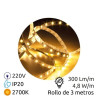 Kit tira LED 3m 4,8w/m 2700K 300lm Lista para enchufar 220V SILVER