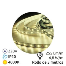Kit tira LED 3m 4,8w/m 4000K 255Lm Ancho 8mm IP20 220V SILVER C1