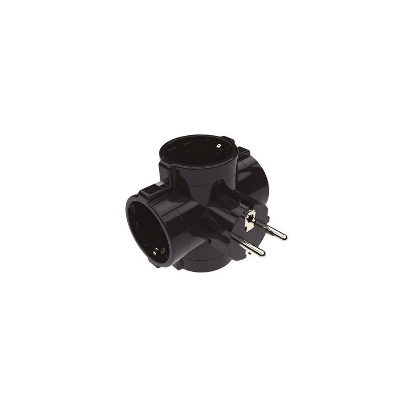 Adaptador Cuádruple 4 salidas Negro GSC