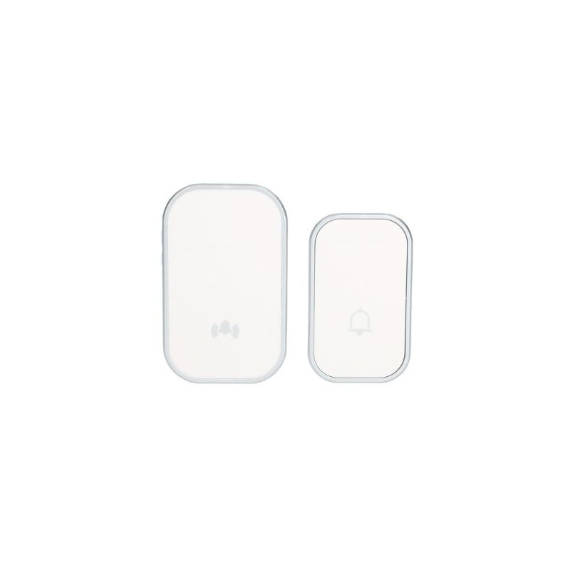 Timbre inalámbrico con pulsador táctil 200m Emisor a pilas Receptor enchufe Halale Blanco GSC