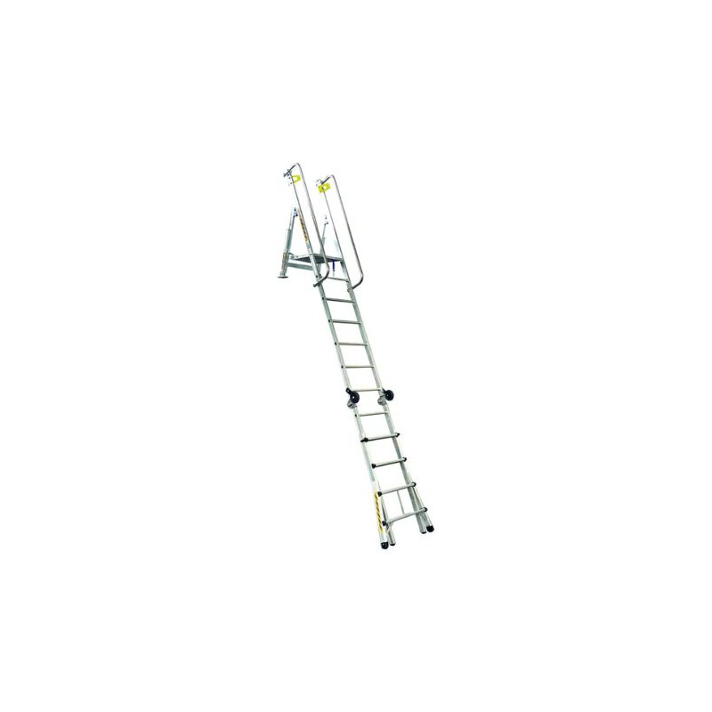 Escalera Profesional 4+3 Peldaños telescópica de acceso con plataforma regulable en altura SVELT