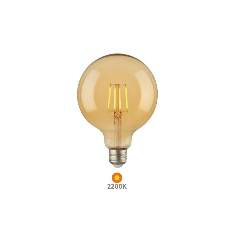 Bombilla Globo G125 GOLDEN E27 4w 2200K 470Lm FILAMENTO 220V SILVER
