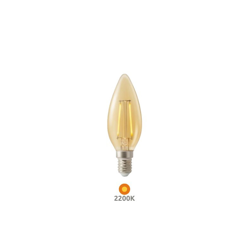 Bombilla Vela GOLDEN E14 2,2w 2200K 200Lm FILAMENTO 220V SILVER