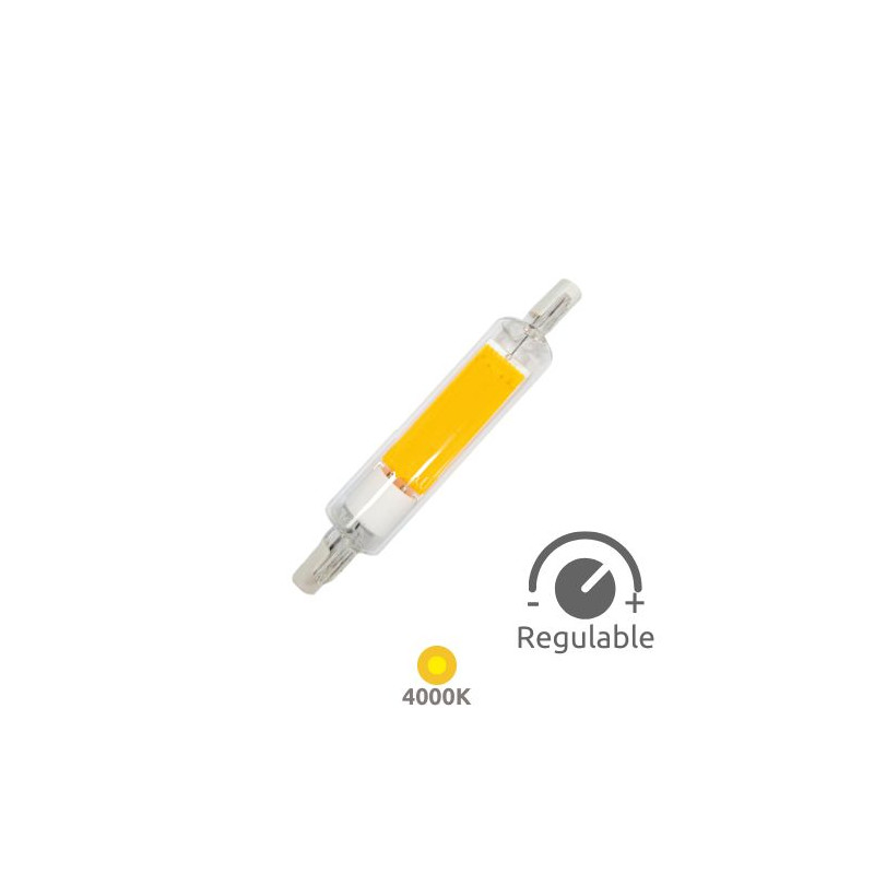 Bombilla Lineal LED R7s REGULABLE 78mm 4,2w 4000K 470Lm Diámetro 16mm 220V SILVER