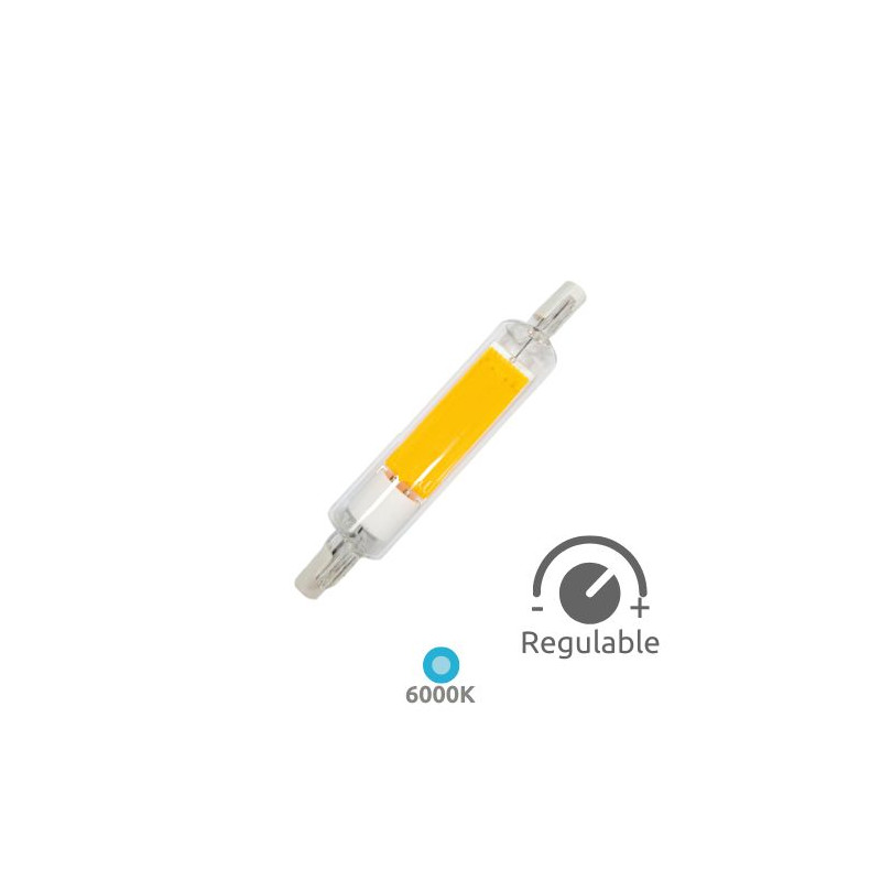 Bombilla Lineal LED R7s REGULABLE 78mm 4,2w 6000K 470Lm Diámetro 16mm 220V SILVER