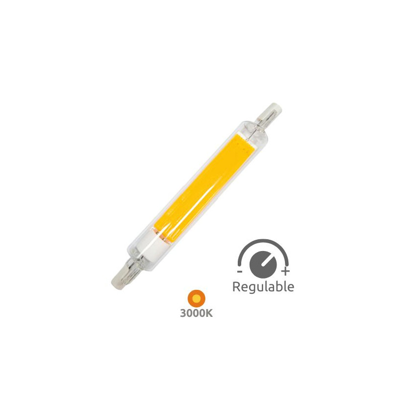 Bombilla Lineal LED R7s REGULABLE 118mm 7,6w 3000K 850Lm Diámetro 16mm 220V SILVER