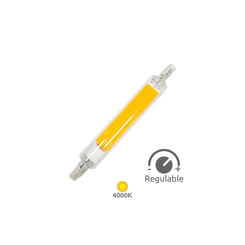 Bombilla Lineal LED R7s REGULABLE 118mm 7,6w 4000K 850Lm Diámetro 16mm 220V SILVER