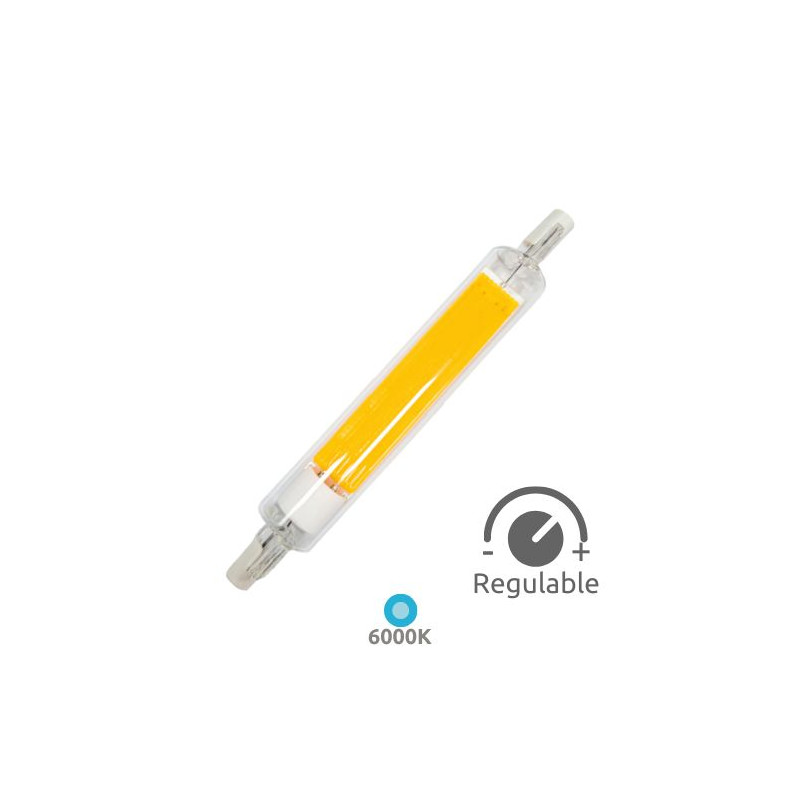 Bombilla Lineal LED R7s REGULABLE 118mm 7,6w 6000K 850Lm Diámetro 16mm 220V SILVER