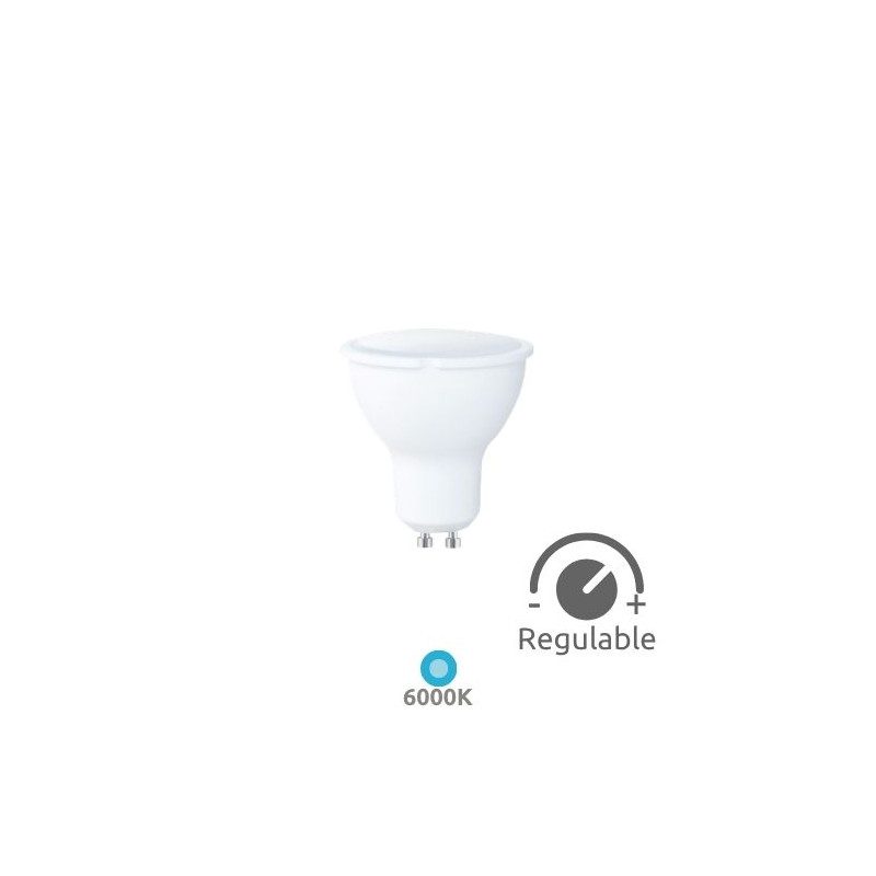 Bombilla Dicroica LED GU10 ((( REGULABLE ))) 6w 6000K 360Lm 220V GSC C10/100