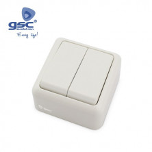 Mecanismo superficie Serie LG ALPHA Doble Interruptor Blanco 65x65 10A-220V GSC C10/200