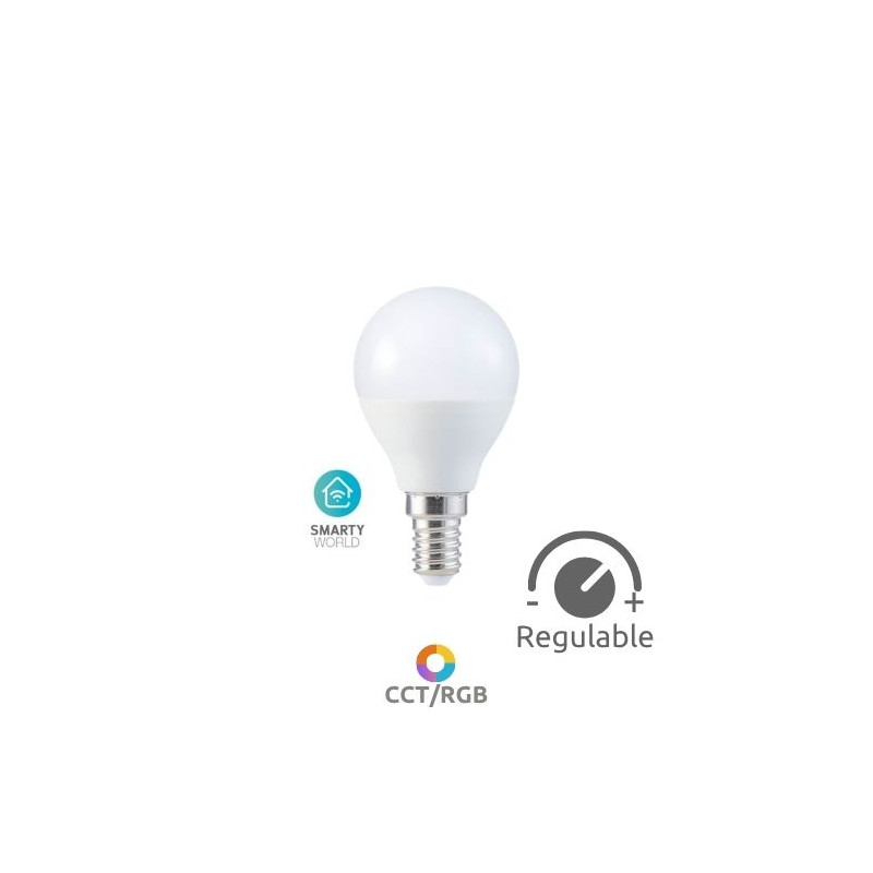 Bombilla Esférica LED REGULABLE E14 4,5w Inteligente RGB + CTT 470Lm 220V GSC C10/100