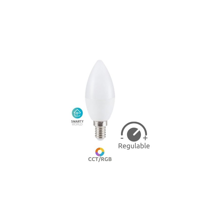 Bombilla Vela LED E14 REGULABLE Inteligente 5,5w RGB + CTT 470Lm GSC C10/100
