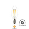 Bombilla Vela ((( REGULABLE ))) E14 4w 2700K 470Lm FILAMENTO 220V SILVER