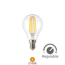 Bombilla esférica ((( REGULABLE ))) E14 4w 2700K 470Lm FILAMENTO 220V SILVER