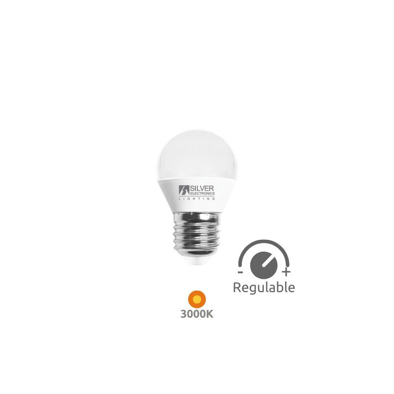 Bombilla Esférica LED ((( REGULABLE ))) E27 5w 3000K 320Lm 220V PREMIUM SILVER C1