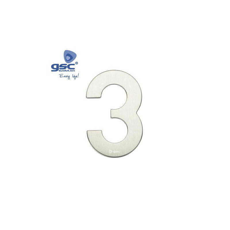 Numero puerta 3 acero inoxidable con adhesivos GSC C50/500
